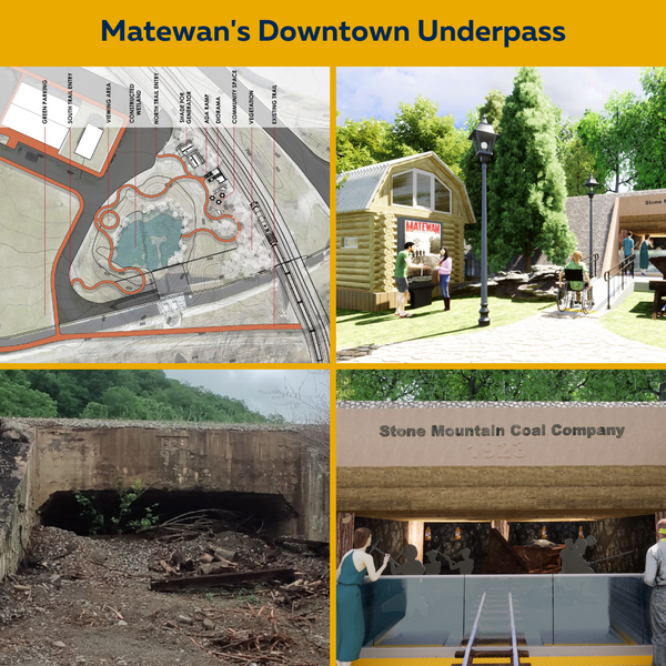 Collage of design assistance provided to Matewan for the downtown underpass